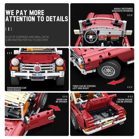 RC Vintage 280SL Sports Car  Model Building Blocks Toys STEM  Set (1578PCS) RC Vintage 280SL Sports Car  Model Building Blocks Toys STEM  Set (1578PCS)