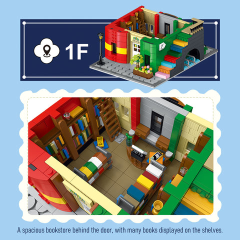 Mocsage City Library Modular  Street Scene Small Particles Building Blocks Set with LED Lights (2143PCS) Mocsage City Library Modular  Street Scene Small Particles Building Blocks Set with LED Lights (2143PCS)