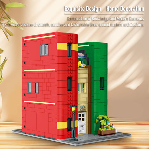 Mocsage City Library Modular  Street Scene Small Particles Building Blocks Set with LED Lights (2143PCS) Mocsage City Library Modular  Street Scene Small Particles Building Blocks Set with LED Lights (2143PCS)