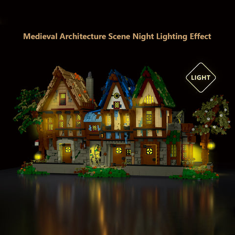 Mocsage MOC-117629 Medieval Modular Stree MEDIEVAL BLACKSMITH with Lights Small Particles Building Blocks Set (1991PCS) Mocsage MOC-117629 Medieval Modular Stree MEDIEVAL BLACKSMITH with Lights Small Particles Building Blocks Set (1991PCS)