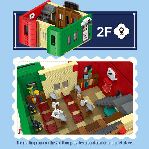 Mocsage City Library Modular  Street Scene Small Particles Building Blocks Set with LED Lights (2143PCS) Mocsage City Library Modular  Street Scene Small Particles Building Blocks Set with LED Lights (2143PCS)