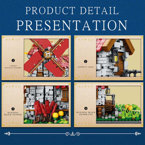Mocsage Dutch Windmills  Medieval Countryside Model  Building Blocks Toy  Set(2,296PCS) Mocsage Dutch Windmills  Medieval Countryside Model  Building Blocks Toy  Set(2,296PCS)