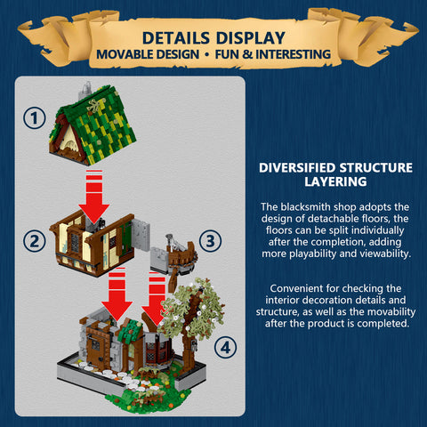 Mocsage MOC-117629 Medieval Modular Stree MEDIEVAL TAVERN with Lights Small Particles Building Blocks Set (1872PCS) Mocsage MOC-117629 Medieval Modular Stree MEDIEVAL TAVERN with Lights Small Particles Building Blocks Set (1872PCS)