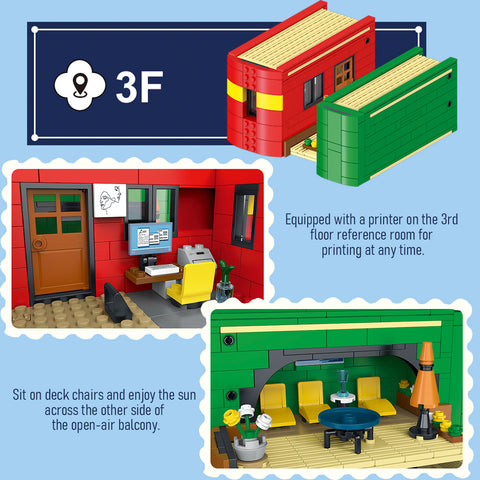 Mocsage City Library Modular  Street Scene Small Particles Building Blocks Set with LED Lights (2143PCS) Mocsage City Library Modular  Street Scene Small Particles Building Blocks Set with LED Lights (2143PCS)