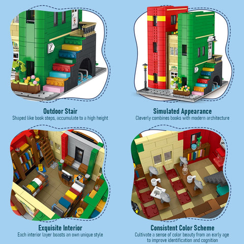 Mocsage City Library Modular  Street Scene Small Particles Building Blocks Set with LED Lights (2143PCS) Mocsage City Library Modular  Street Scene Small Particles Building Blocks Set with LED Lights (2143PCS)