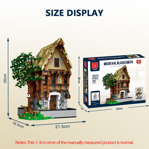 Mocsage MOC-117629 Medieval Modular Stree MEDIEVAL BLACKSMITH with Lights Small Particles Building Blocks Set (1991PCS) Mocsage MOC-117629 Medieval Modular Stree MEDIEVAL BLACKSMITH with Lights Small Particles Building Blocks Set (1991PCS)