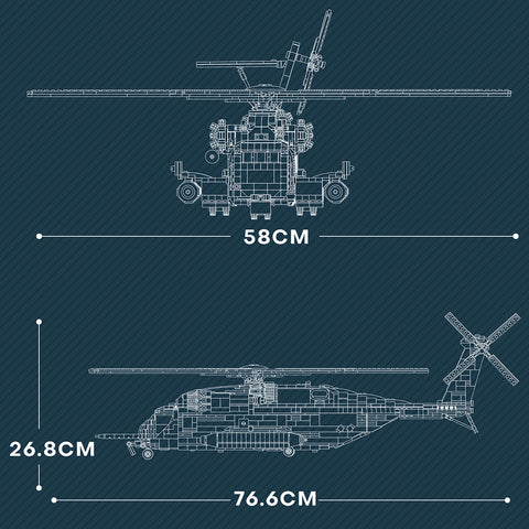 Mocsage MOC-127265 CH-53E Super Stallion 1/35 Scale Modern Military-themed Small Particles Building Blocks Set (2192PCS)