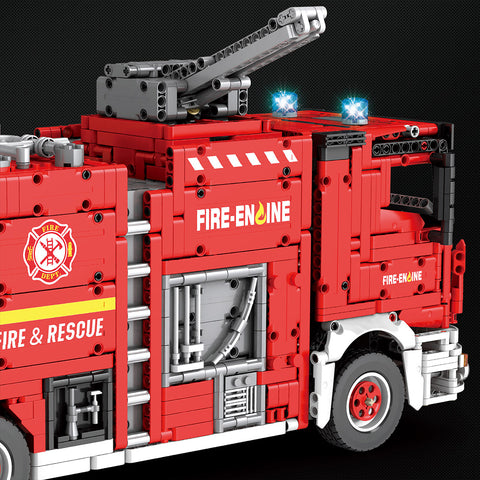 Water Jet Fire Engine Model  Building Blocks MOC Set Toys  (2888PCS/RC Version)