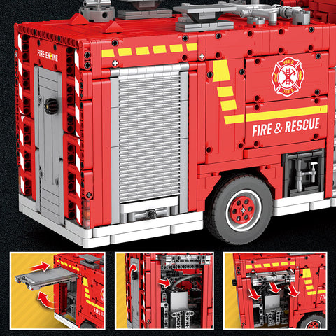 Water Jet Fire Engine Model  Building Blocks MOC Set Toys  (2888PCS/RC Version)