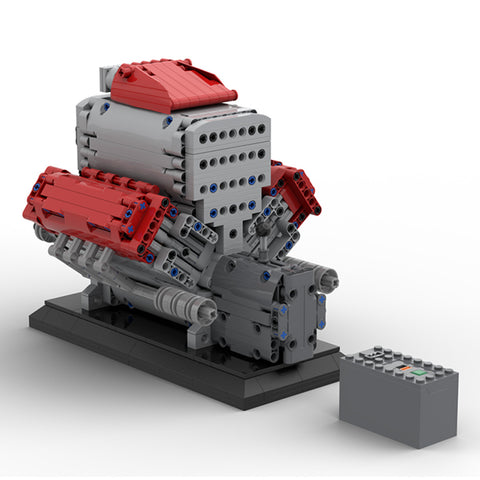 Mocsage MOC-171732 Crossplane V8 Engine with Supercharger & removable Cover Building Blocks Set (1054PCS/Dynamic Version)