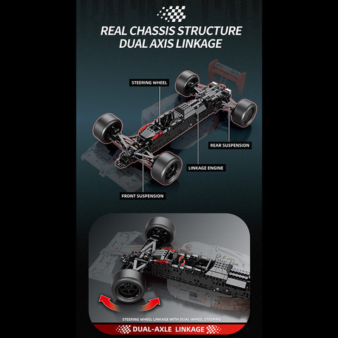 White & Red Track Racing Car Building Kit — High-Performance Retro Racer with Steering, Suspension & Removable Body