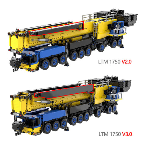 V3.0 1/20 2.4G RC Mobile LTM1750-9.1 All-terrain Crane Building Blocks Construction Vehicle Model (7778PCS)