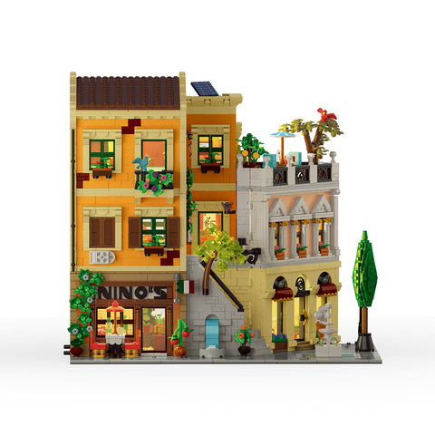 Mocsage Lighted Roman Corner Shop Street Scene Building Blocks Set(4507PCS)