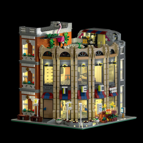 Mocsage Street Scene MOC European Department Corner Store with Light Building Blocks Set(3231PCS）