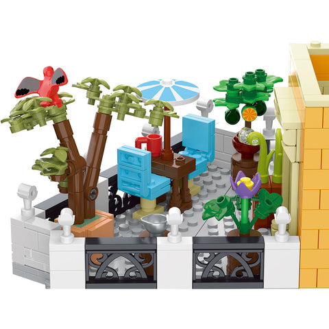 Mocsage Lighted Roman Corner Shop Street Scene Building Blocks Set(4507PCS)