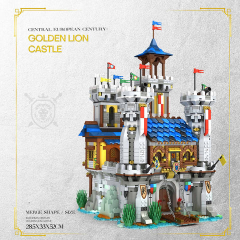 2722Pcs Small Particle European  Medieval Castle Model MOC  Building Block Model Kit with  Light