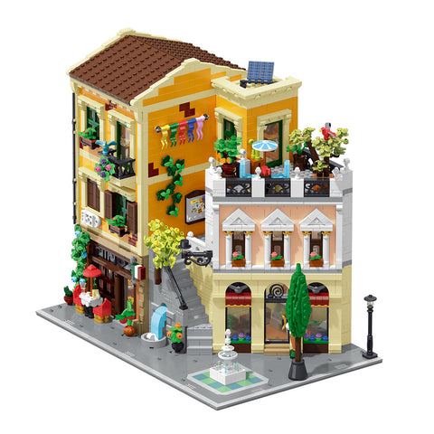 Mocsage Lighted Roman Corner Shop Street Scene Building Blocks Set(4507PCS)
