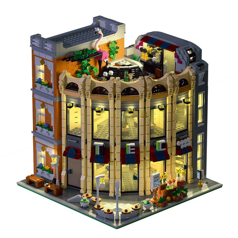 Mocsage Street Scene MOC European Department Corner Store with Light Building Blocks Set(3231PCS）