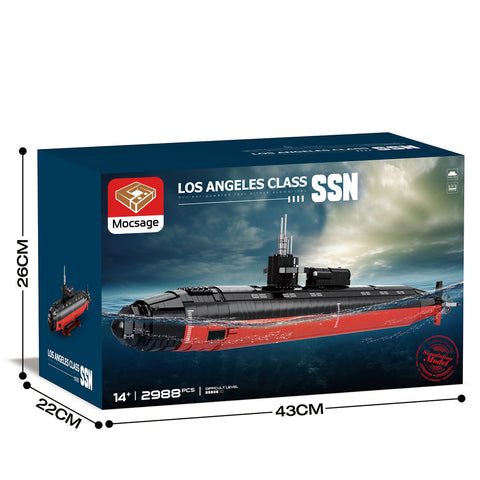 Mocsage 1/125 UCC Los Angeles-class Military Nuclear Submarine Model Building Blocks Set (2988PCS)