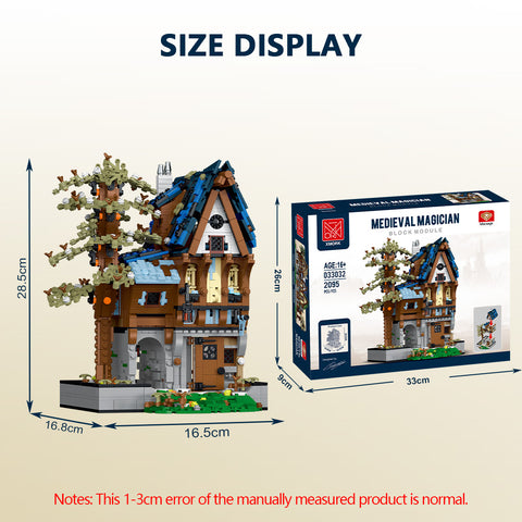 Mocsage MOC-117629 Medieval Modular Stree MEDIEVAL MAGICIAN with Lights Small Particles Building Blocks Set (2095PCS)