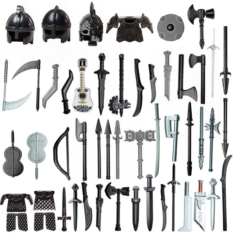 51Pcs Custom Medieval Ancient  Rome Egypt Building Block  Figure Weapon Helmet Armor  Kit (Compatible with all branded  small particle building blocks  figures)