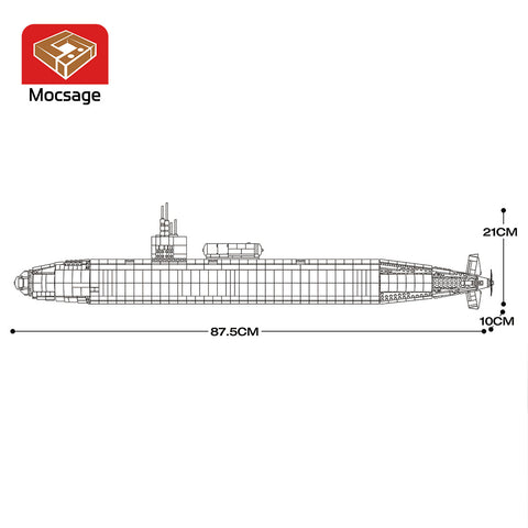 Mocsage 1/125 UCC Los Angeles-class Military Nuclear Submarine Model Building Blocks Set (2988PCS)