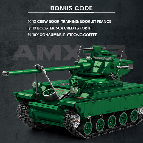 Mocsage 1/28 Scale AMX-13 Tank Building Blocks Set(Military Green/1037PCS)