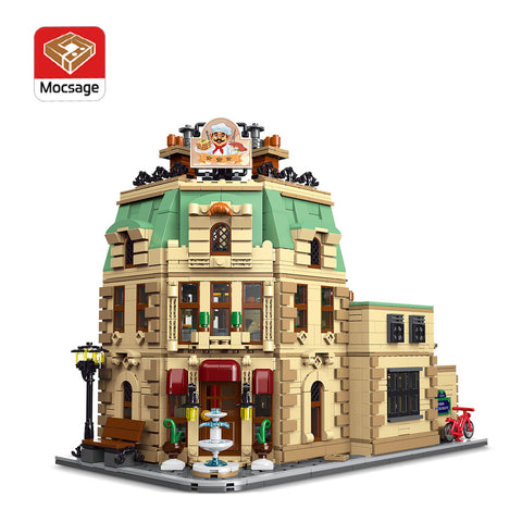 Mocsage Restaurants in Paris with Lights Modular Small Building Blocks Set (3104PCS)