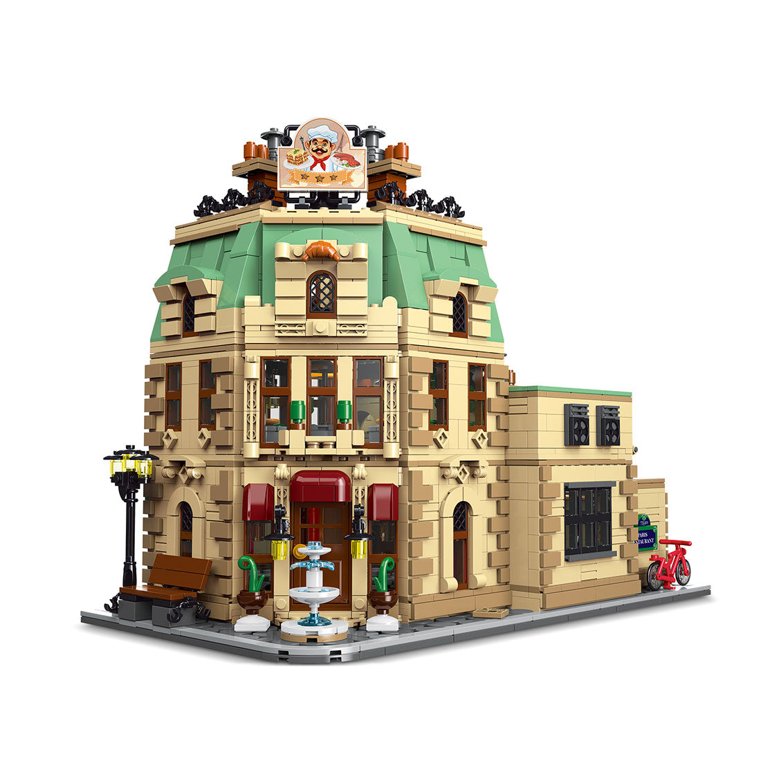 Mocsage Restaurants in Paris with Lights Modular Small Building Blocks Set (3104PCS)