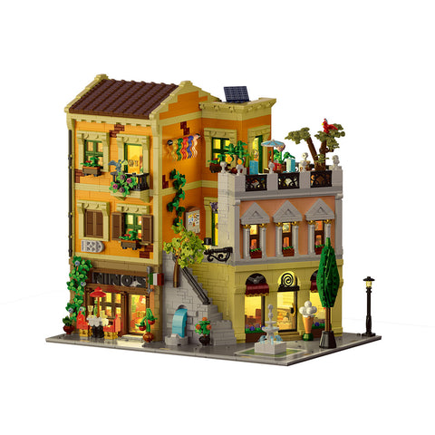 Mocsage Lighted Roman Corner Shop Street Scene Building Blocks Set(4507PCS)