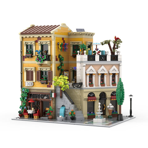 Mocsage Lighted Roman Corner Shop Street Scene Building Blocks Set(4507PCS)