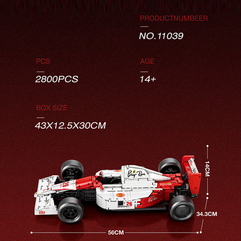 White & Red Track Racing Car Building Kit — High-Performance Retro Racer with Steering, Suspension & Removable Body