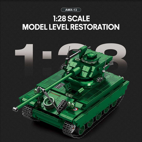 Mocsage 1/28 Scale AMX-13 Tank Building Blocks Set(Military Green/1037PCS)