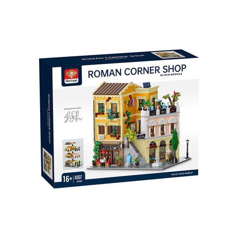 Mocsage Lighted Roman Corner Shop Street Scene Building Blocks Set(4507PCS)