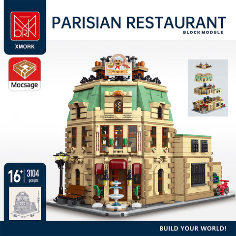 Mocsage Restaurants in Paris with Lights Modular Small Building Blocks Set (3104PCS)