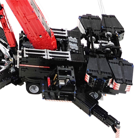 7778Pcs V3 1:20 2.4G 12-Motor  9-Bridge MOC Mobile  LTM1750-9.1 All-road RC Crane  Model DIY Small Particle  Building Block Kit - Red