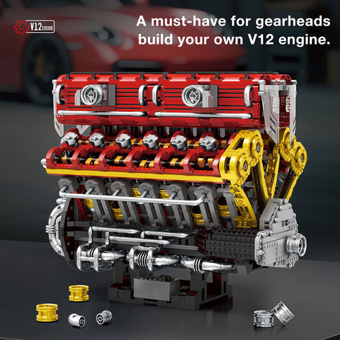 Mocsage 60° V12 Engine Building Blocks Set（4719PCS）