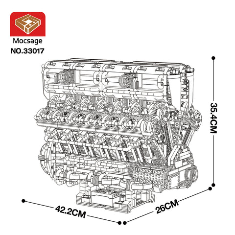 Mocsage 60° V12 Engine Building Blocks Set（4719PCS）