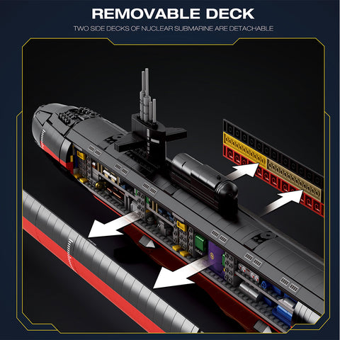 Mocsage 1/125 UCC Los Angeles-class Military Nuclear Submarine Model Building Blocks Set (2988PCS)