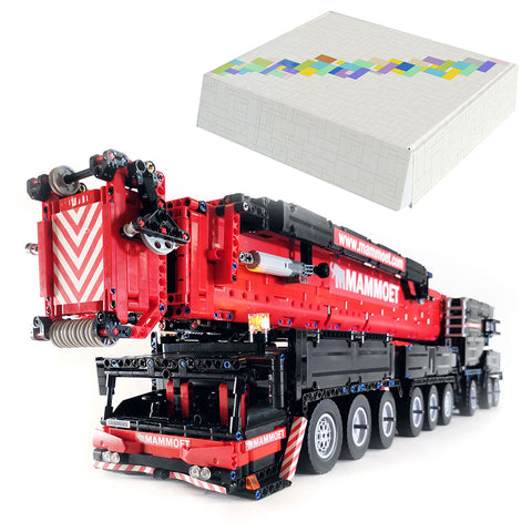 7778Pcs V3 1:20 2.4G 12-Motor  9-Bridge MOC Mobile  LTM1750-9.1 All-road RC Crane  Model DIY Small Particle  Building Block Kit - Red