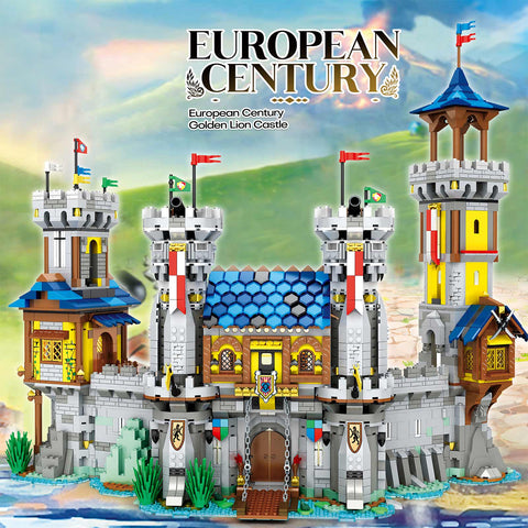 2722Pcs Small Particle European  Medieval Castle Model MOC  Building Block Model Kit with  Light