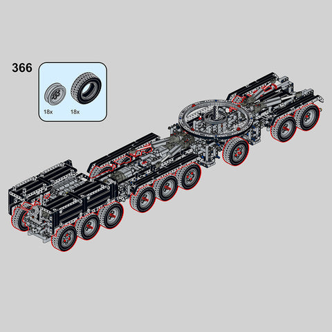 7778Pcs V3 1:20 2.4G 12-Motor  9-Bridge MOC Mobile  LTM1750-9.1 All-road RC Crane  Model DIY Small Particle  Building Block Kit - Red