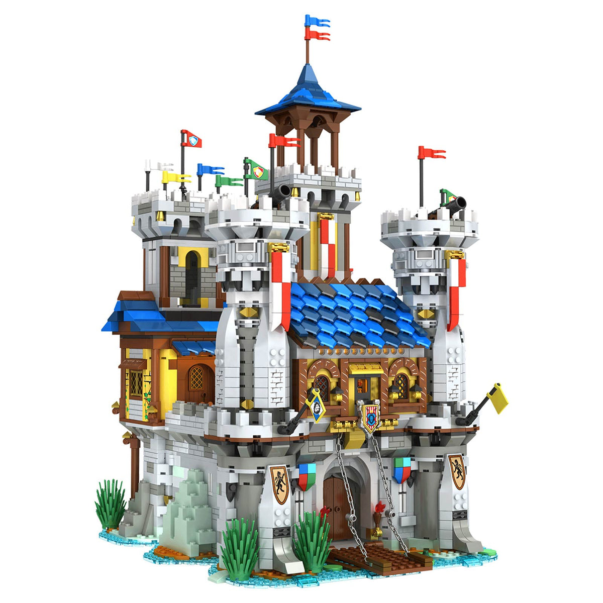 2722Pcs Small Particle European  Medieval Castle Model MOC  Building Block Model Kit with  Light