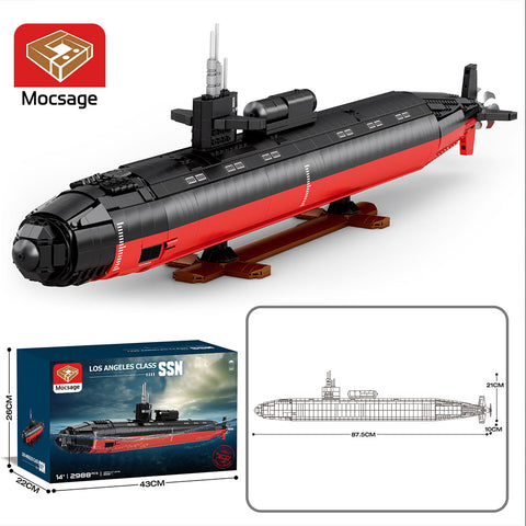 Mocsage 1/125 UCC Los Angeles-class Military Nuclear Submarine Model Building Blocks Set (2988PCS)