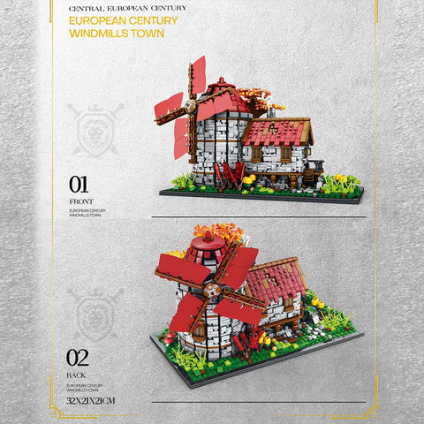 Mocsage Dutch Windmills  Medieval Countryside Model  Building Blocks Toy  Set(2,296PCS)