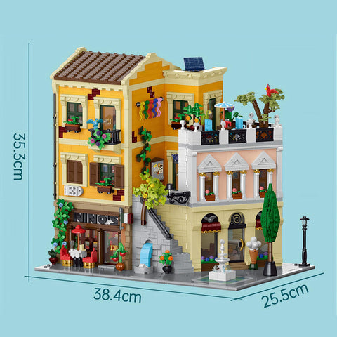 Mocsage Lighted Roman Corner Shop Street Scene Building Blocks Set(4507PCS)