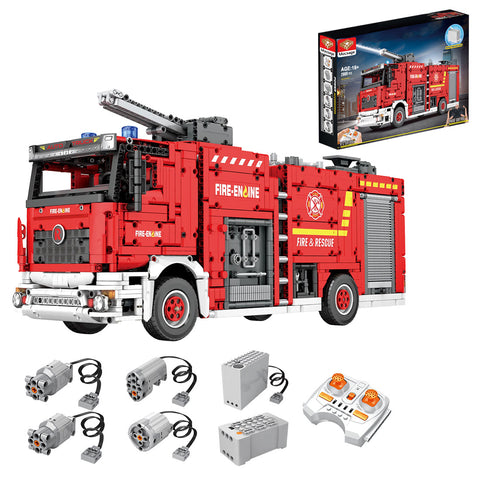 Water Jet Fire Engine Model  Building Blocks MOC Set Toys  (2888PCS/RC Version)