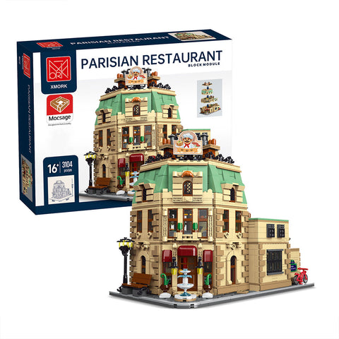 Mocsage Restaurants in Paris with Lights Modular Small Building Blocks Set (3104PCS)