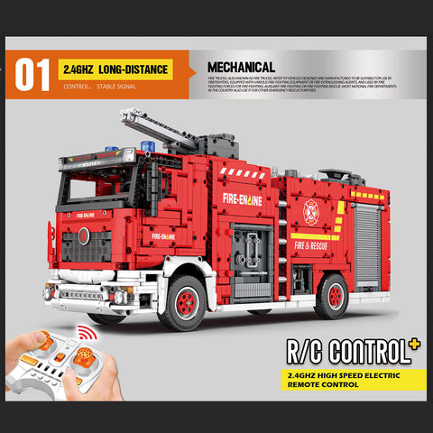 Water Jet Fire Engine Model  Building Blocks MOC Set Toys  (2888PCS/RC Version)