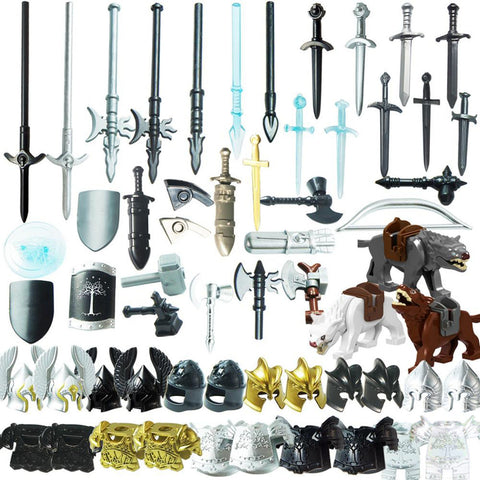 56Pcs Ancient Greek Ancient  Roman Medieval Figure Weapon  Armor Building Block Kit